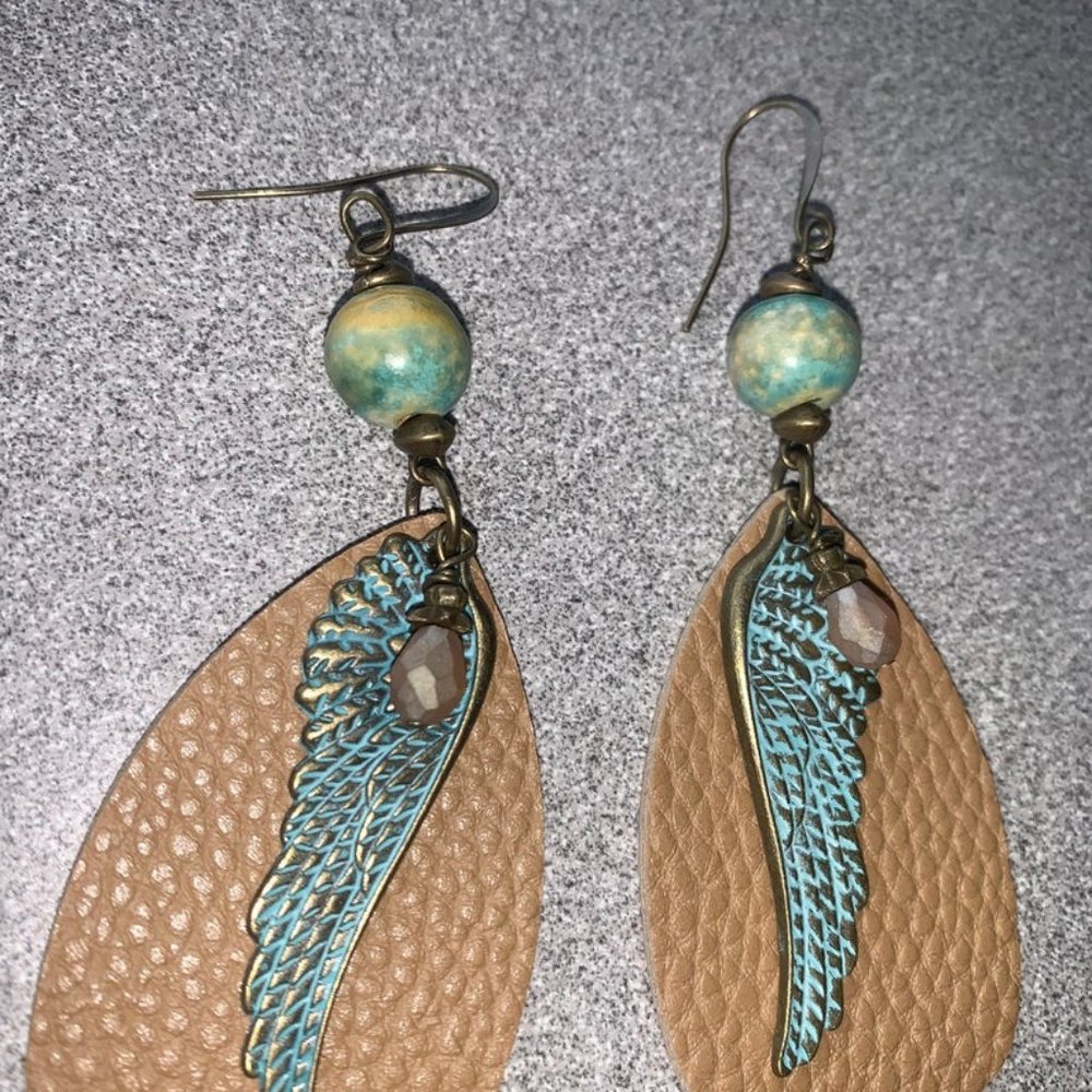 3 for $65 "Given to Fly" leather teardrop earrings